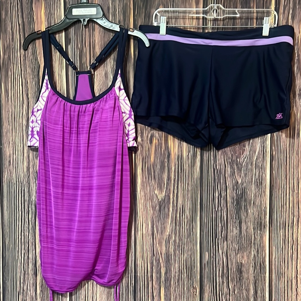 ZeroXposur Purple and Black Women's Swim One Piece